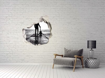 Nálepka diera na stenu betón Hudobník na móle