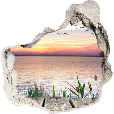 Díra 3D ve zdi nálepka Lake západ