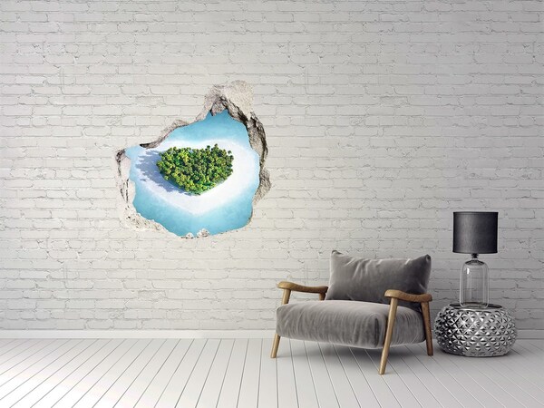 Diera 3D fototapety nálepka V tvare srdca ostrova
