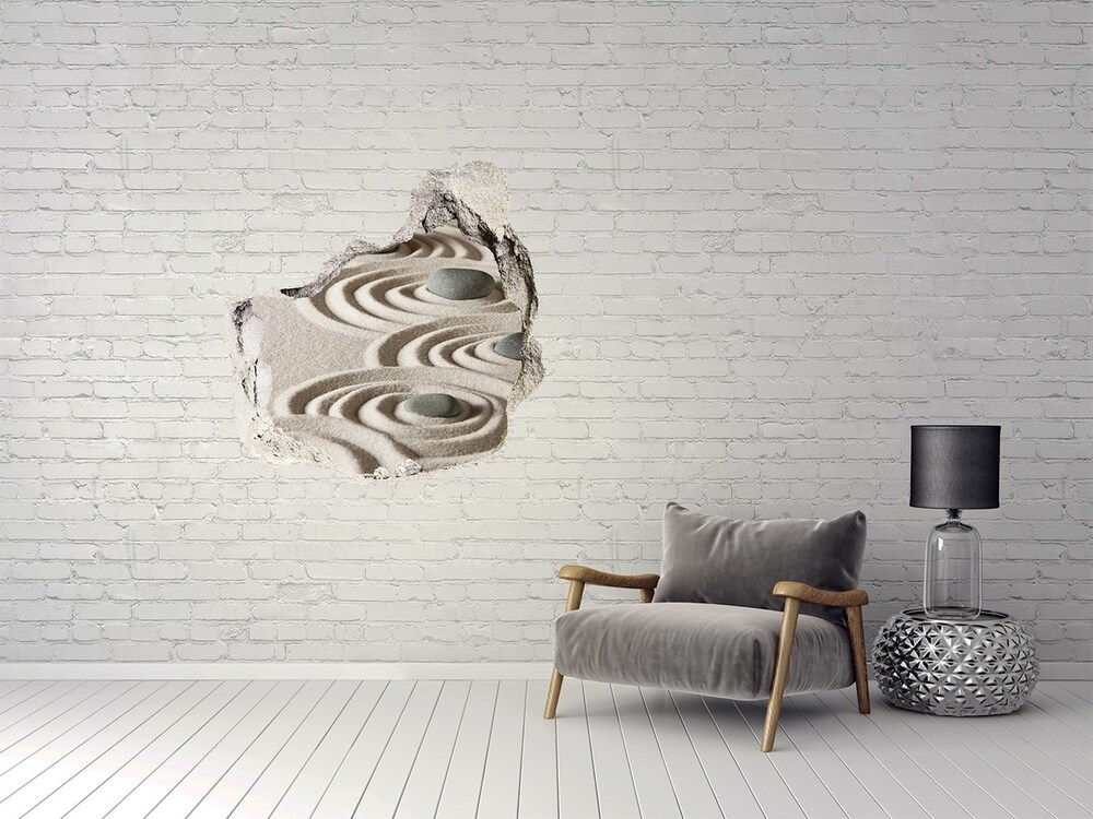3D diera na stenu Zen kamene piesok