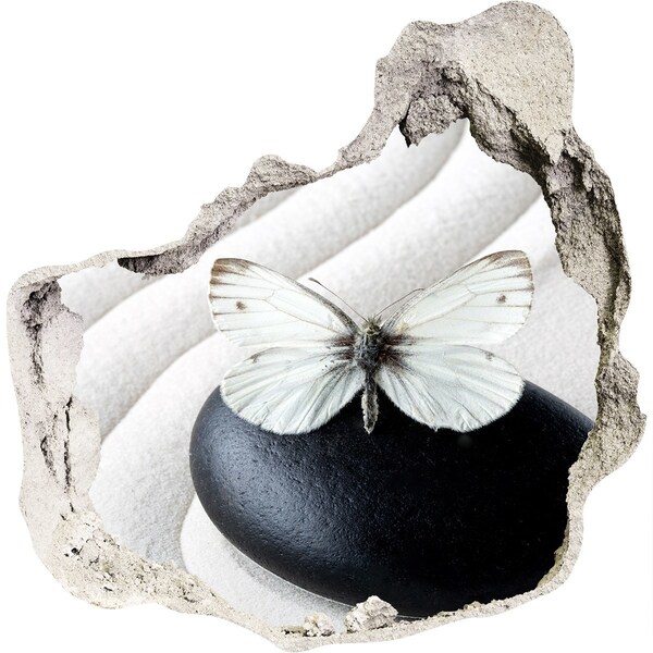 Foto fotografie diera na stenu Motýľ na kameni v zenovom prostredí