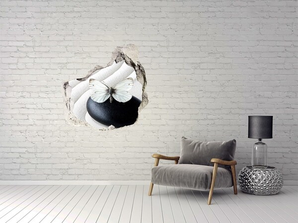 Foto fotografie diera na stenu Motýľ na kameni v zenovom prostredí