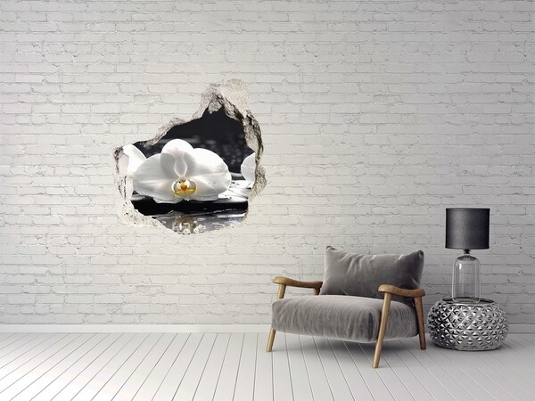 Nálepka 3D diera na stenu Kvet orchidey na vode