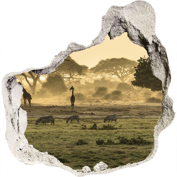 Diera 3D fototapety na stenu nálepka Žirafy na savane