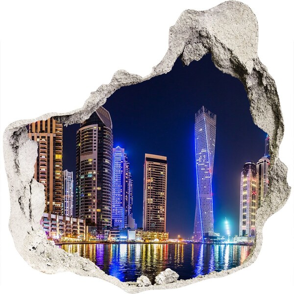 Díra 3D ve zdi nálepka Moderná panoráma Dubaja