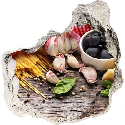 Samolepiaca nálepka Talianska kuchyňa s cestovinami a cesnakom