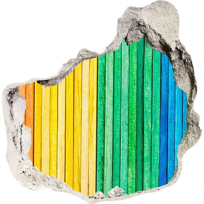 Nálepka diera na stenu Farebné dosky v diere v stene