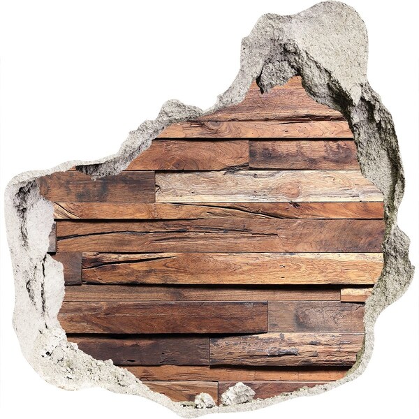 Nálepka 3D diera na stenu Drevená stena v diere