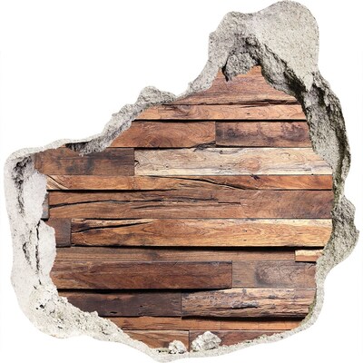 Nálepka 3D diera na stenu Drevená stena v diere