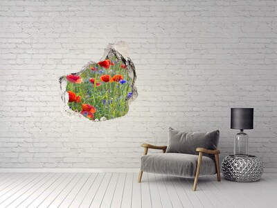 Nálepka 3D diera betón Poľné kvety