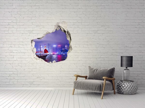 Fototapeta diera na stenu 3D Hong kong v noci