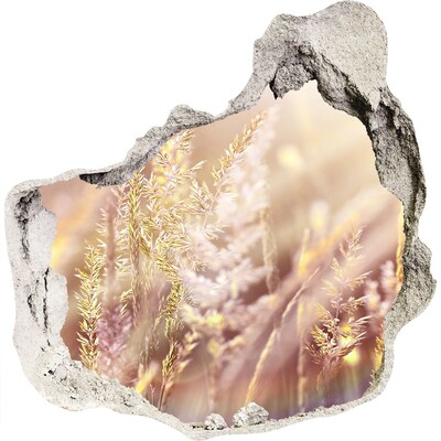 Nálepka fototapeta 3D Kvetinová lúka za múrom