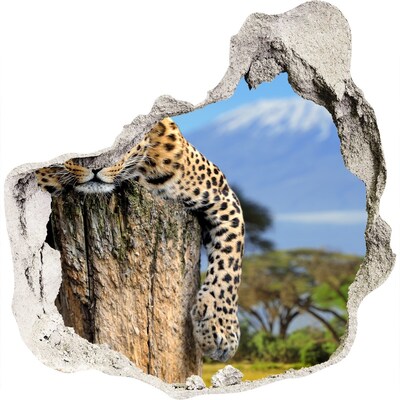 Nálepka fototapeta 3D výhľad Leopard na pni