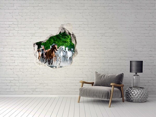 Samolepiaca nálepka na stenu Stádo koní na úteku
