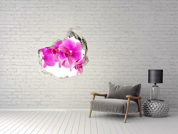 Diera 3D fototapety nálepka Kvety orchideí v betónovej diere
