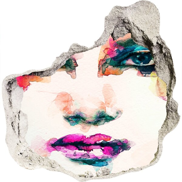 Samolepiaca nálepka betón Farebný portrét v diere v stene