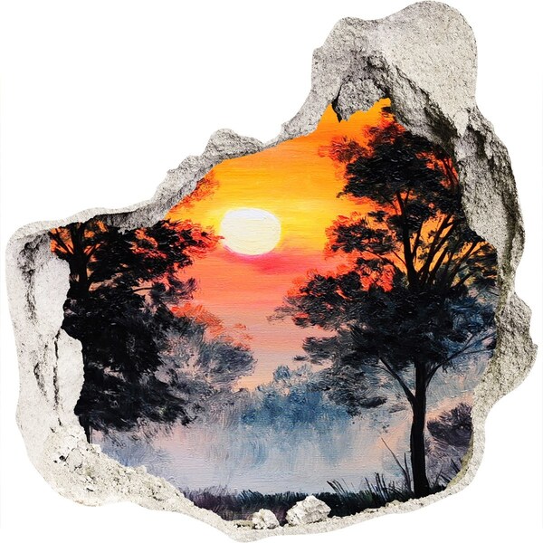 Diera 3D v stene na stenu Sunset lesné