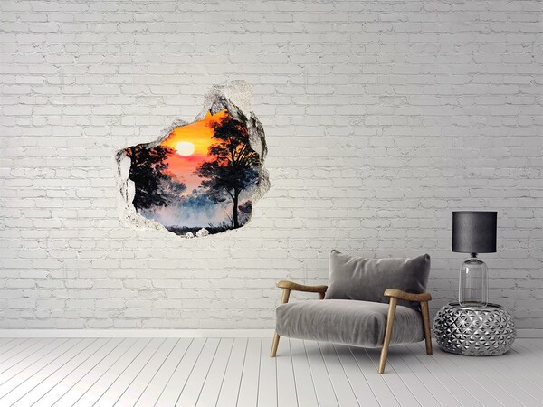 Diera 3D v stene na stenu Sunset lesné
