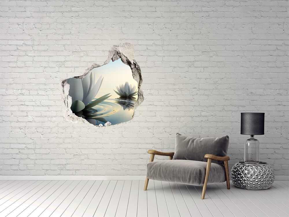 Nálepka 3D diera na stenu Lotosový kvet