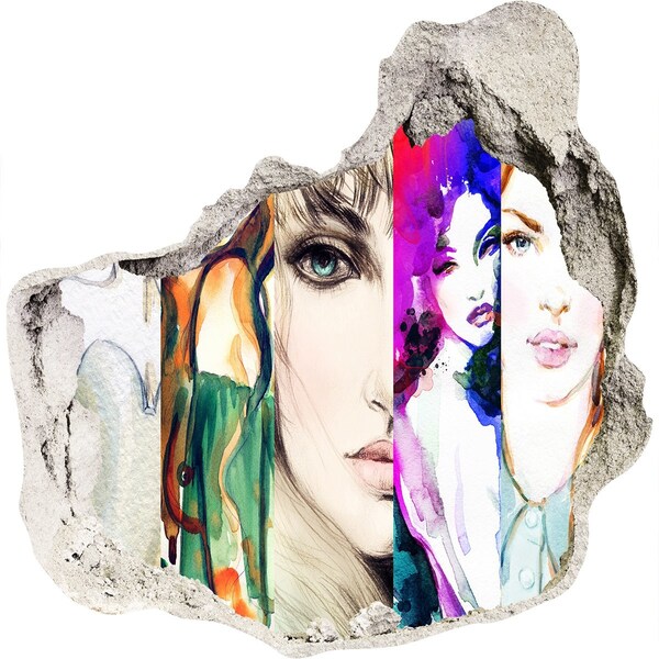 Foto fotografie diera na stenu Ženské portréty v diere v stene