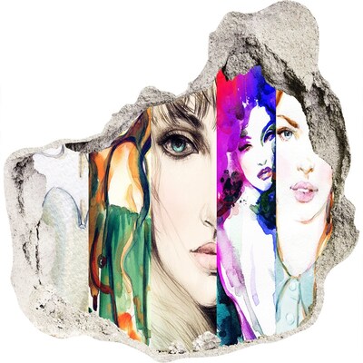 Foto fotografie diera na stenu Ženské portréty v diere v stene