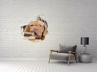 Samolepiaca nálepka Milé šteniatko medzi knihami