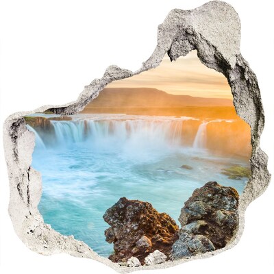 Diera 3D fototapety nálepka Vodopád v zapadajúcom slnku