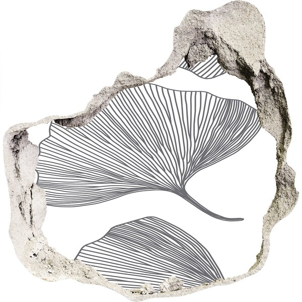 Nálepka 3D diera na stenu Listy v betóne