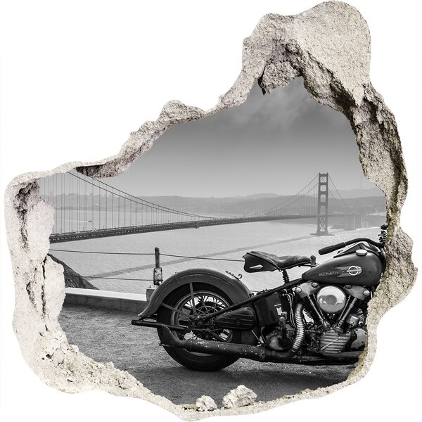 Diera 3D fototapety nálepka Motocykel na moste Golden Gate