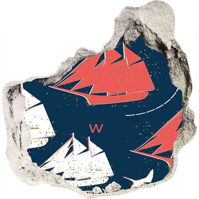 Nálepka 3D diera na stenu Lode na mori