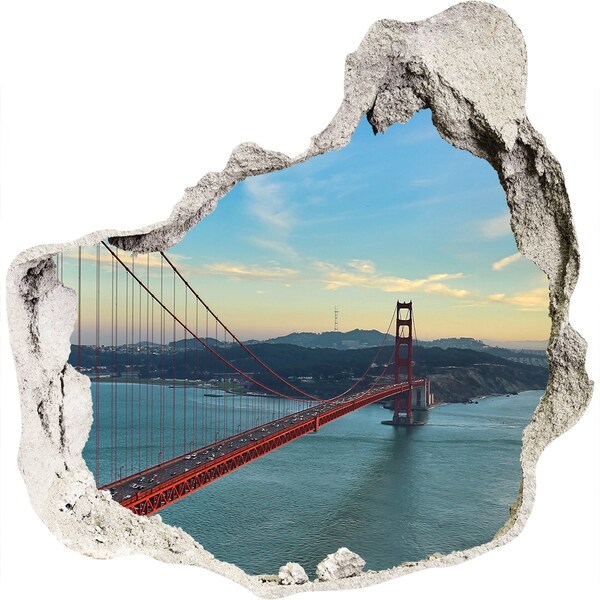 Nálepka 3D diera samolepiaca Bridge v san franciscu