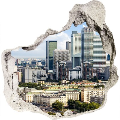 Nálepka 3D diera na stenu samolepiaca Pohľad na moderné mesto