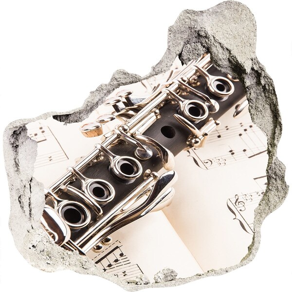 Nálepka 3D diera betón Hudobná diera v stene