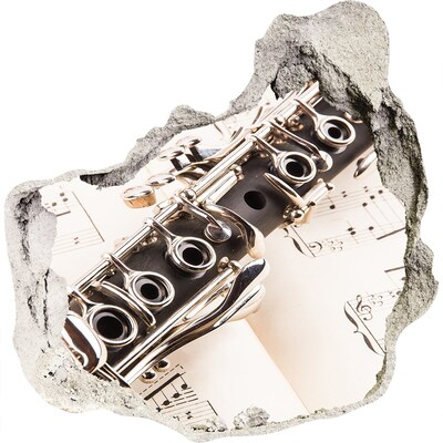 Nálepka 3D diera betón Hudobná diera v stene