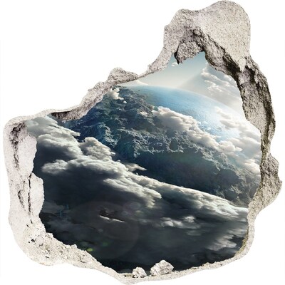 Díra 3D ve zdi nálepka Planéta zem