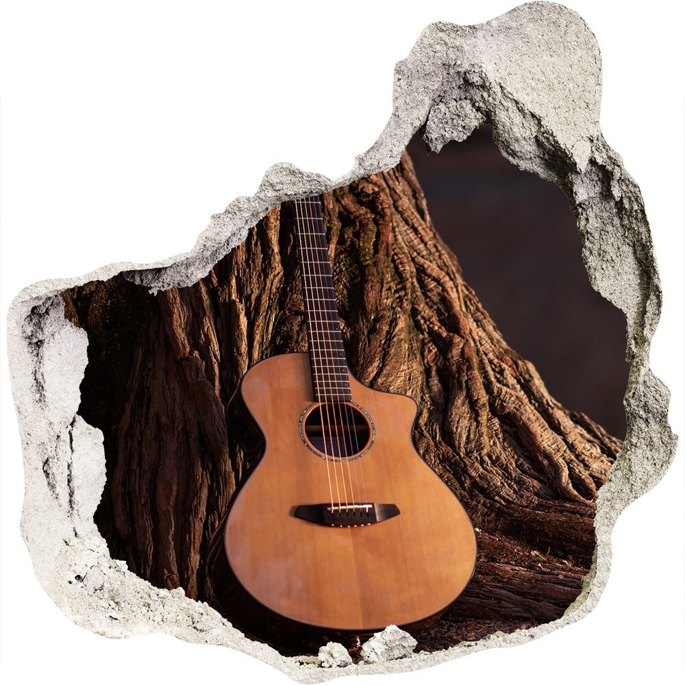 Nálepka 3D diera na stenu Akustická gitara