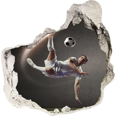 3D diera na stenu Futbalový skok v akcii