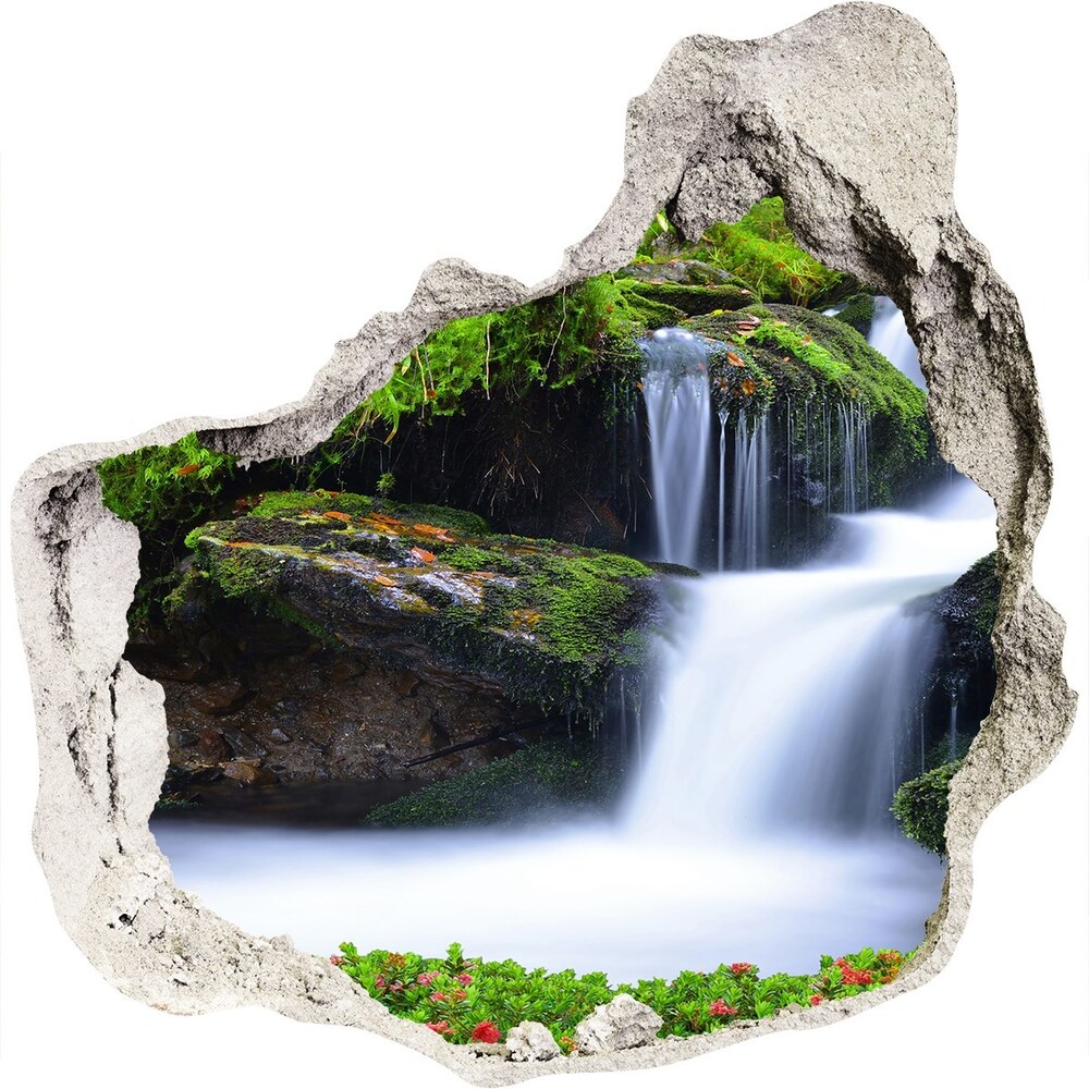 Nálepka 3D diera na stenu Vodopád v lese
