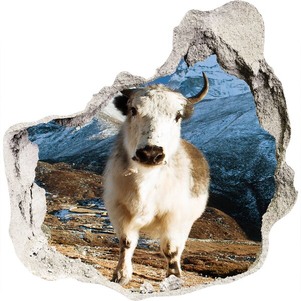 Samolepiaca diera na stenu Horský byvol v diere v stene