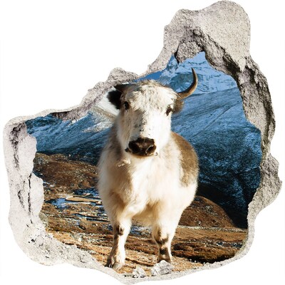 Samolepiaca diera na stenu Horský byvol v diere v stene