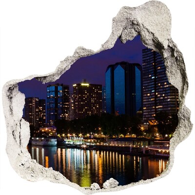 Diera 3D v stene na stenu Nočná panoráma mesta