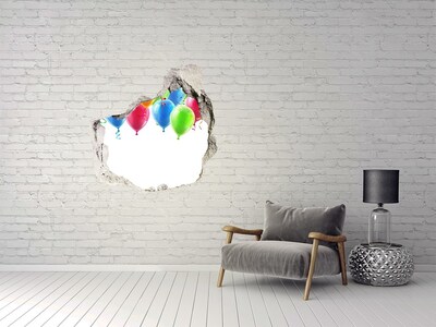 Díra 3D ve zdi nálepka Farebné balóniky