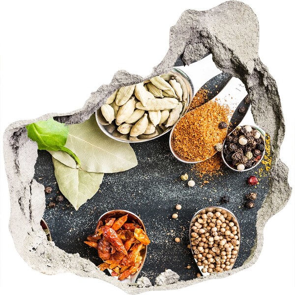 Samolepiaca diera na stenu nálepka Kuchynské korenie v diere v stene