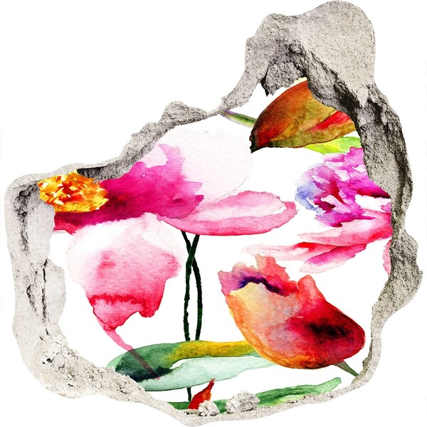 Fototapeta diera na stenu 3D Kvetinová záhrada za múrom