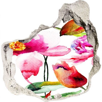 Fototapeta diera na stenu 3D Kvetinová záhrada za múrom