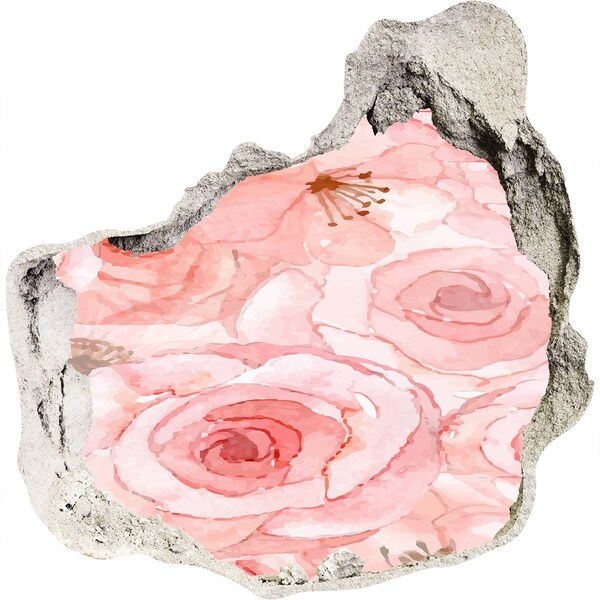 Nálepka fototapeta 3D výhľad Kvetinová maľba v diere v stene