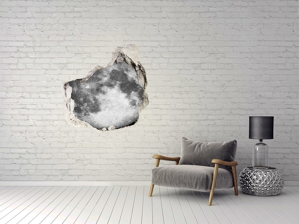 Díra 3D ve zdi nálepka Mesiac