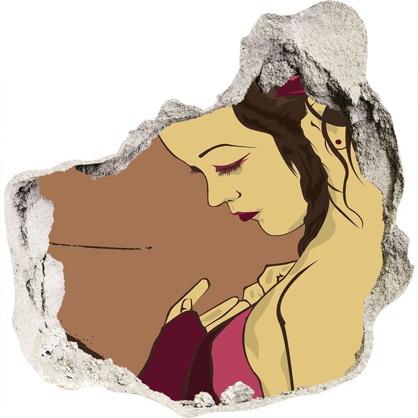 Samolepiaca nálepka betón Žena vo fragmente steny