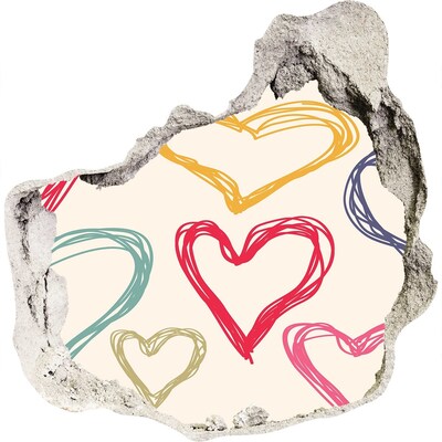 Nálepka 3D diera Srdce na stene