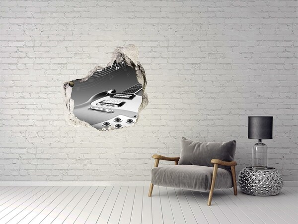 Nálepka 3D diera na stenu Hudobná diera v stene